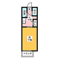 覚王山ウェストハイツ 1Kの間取図画像