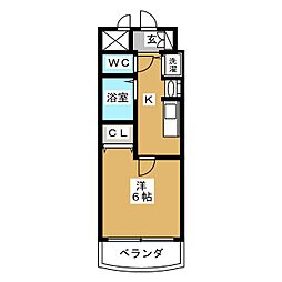 プレサンス新栄リミックス 1Kの間取図画像
