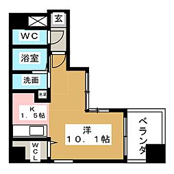 エルスタンザ栄南 1Kの間取図画像