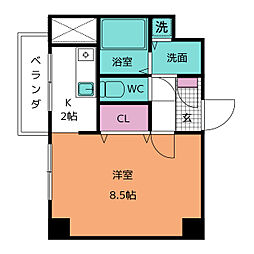 クラシタイヤー新栄 1Kの間取図画像