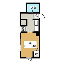 姫川ヴィレッジ ワンルームの間取図画像