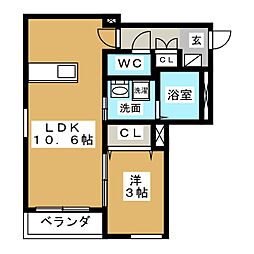 アクアフィールド 1LDKの間取図画像