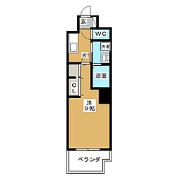 M・Mレジデンス 1Kの間取図画像