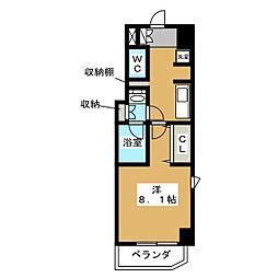 スリーアイランドタワー千種 1Kの間取図画像