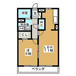 ボヌール今池南B 1LDKの間取図画像