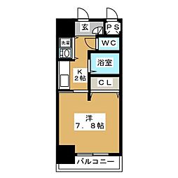 AXIS桜通内山 1Kの間取図画像