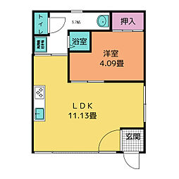 マンション則武 5階1LDKの間取り