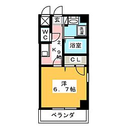 ロッククリスタル 1Kの間取図画像