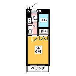 セザール名古屋 3階1Kの間取り