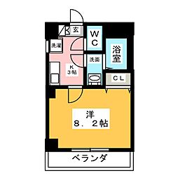 ミレニアム旭 1Kの間取図画像
