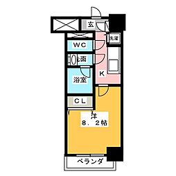 グリーンコート中島 1Kの間取図画像