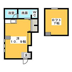 コレクション名駅西 ワンルームの間取図画像