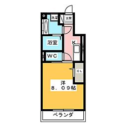 Honu 1Kの間取図画像