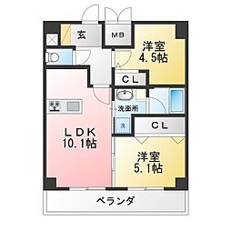 S-RESIDENE名駅北alesia(アレシア) 2LDKの間取図画像