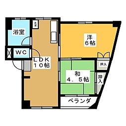 大矢マンション 2LDKの間取図画像