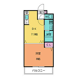 サンモール菊井 1DKの間取図画像