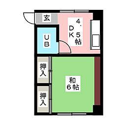 メゾン弐番館 1DKの間取図画像