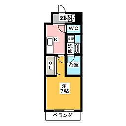 ジュール亀島 1Kの間取図画像