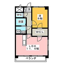 ロワ2・森田町 1LDKの間取図画像