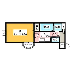 Premier・名駅 1Kの間取図画像