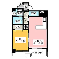 コンフォール名駅 1LDKの間取図画像