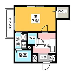 リアンオリヴィエ 1Kの間取図画像