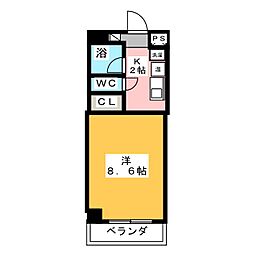 サンモール名駅 1Kの間取図画像