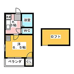 BELLAGIO井深 1Kの間取図画像
