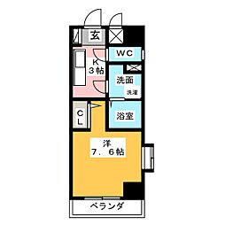 現代ハウス黄金 1Kの間取図画像