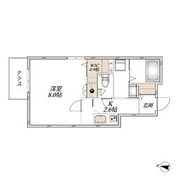 エクラージュ名駅 1Kの間取図画像