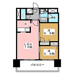 プレサンスロジェ丸の内テラス 2LDKの間取図画像