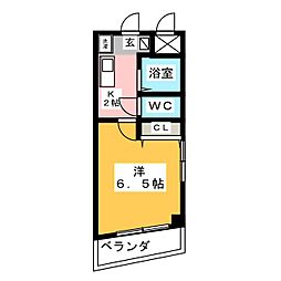 ドルフ亀島2 1Kの間取図画像