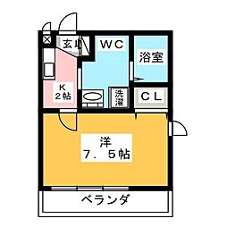 エルフラット 1Kの間取図画像
