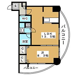 さくらHillsRiverSideEAST 1LDKの間取図画像