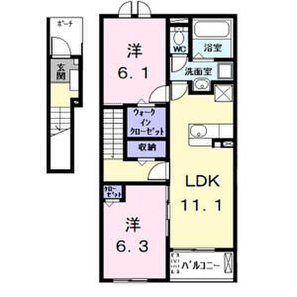 ガーデンプラザ 202｜愛知県名古屋市中川区万場４丁目(賃貸アパート2LDK・2階・58.60㎡)の写真 その2