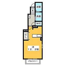 ロイヤル川前II 1階ワンルームの間取り