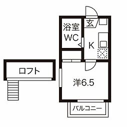 レオパレス八田第9 1Kの間取図画像