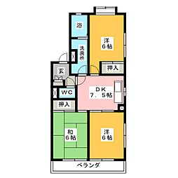 ヴィラージュエーワン 3DKの間取図画像