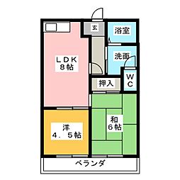 コーポ飯田 2LDKの間取図画像