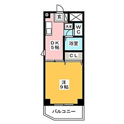 ウィング烏森 1DKの間取図画像