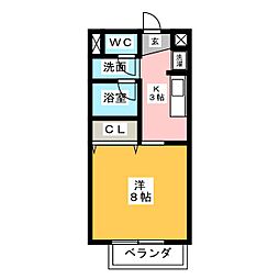 エクセル志のぶ 1Kの間取図画像
