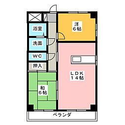 シャトル助光 2階2LDKの間取り