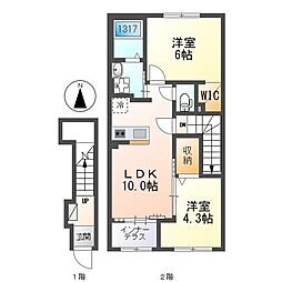 プライムローズ 2LDKの間取図画像