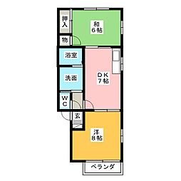 福楼 2DKの間取図画像