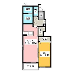 コーラス 1LDKの間取図画像