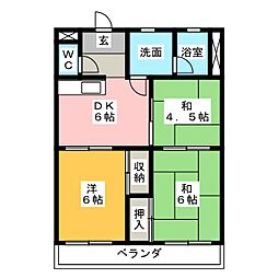 F・RハイツA棟 3DKの間取図画像