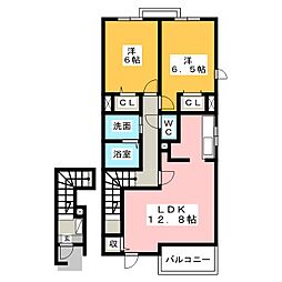 こころ 2LDKの間取図画像