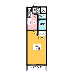 プログレッソ岩塚 1Kの間取図画像
