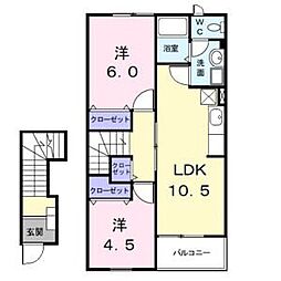 クレストール七反田 2LDKの間取図画像