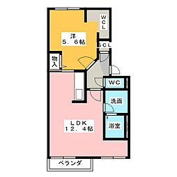 レジデンス美里C 1LDKの間取図画像